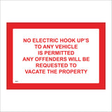 TR518 No Electric Hook Ups For Vehciles Permitted