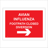 TR535 Avian Influenza Footpath Closed Diversion Right Arrow