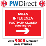 TR535 Avian Influenza Footpath Closed Diversion Right Arrow