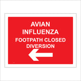 TR536 Avian Influenza Footpath Closed Diversion Left Arrow