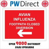 TR536 Avian Influenza Footpath Closed Diversion Left Arrow