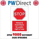 TR555 Stop Private Footpath No Right Of Way Keep Out Access
