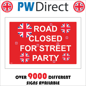 TR571 Road Closed For Street Party Union Jack Carnival Fete