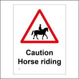 TR586 Caution Horse Riding Stables Riders Gallop Trot Trail