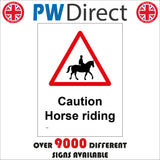 TR586 Caution Horse Riding Stables Riders Gallop Trot Trail