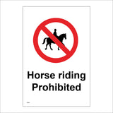 TR593 Horse Riding Prohibited Fields Farm Pathway Road Pedestrians