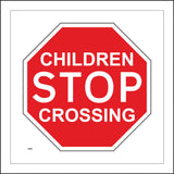 TR602 Stop Children Crossing Road School Slow Vehicles Speed