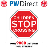 TR602 Stop Children Crossing Road School Slow Vehicles Speed