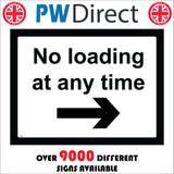 TR626 No Loading Anytime Right Arrow Route Way Direction