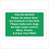 TR629 Polite Notice Please Be Aware Livestock In Field