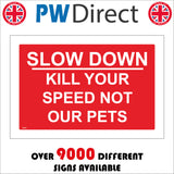 TR687 Slow Down Kill Your Speed Not Our Pets