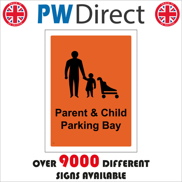 VE077 Parent & Child Parking Bay Sign with Adult Child Pram