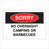 VE282 Sorry No Overnight Camping Or Barbeques BBQ Picnics