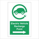 VE305 Electric Vehicle Recharge Point Right Arrow Point Space Park Cars