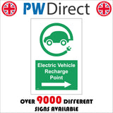 VE305 Electric Vehicle Recharge Point Right Arrow Point Space Park Cars