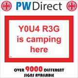 VE329 Y0ur R3G Is Camping Here Personalise Registration Choice