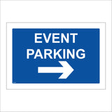 VE334 Event Parking Right Arrow Concert Gig Festival Car Boot Fete