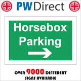 VE341 Horse Box Parking Right Arrow Direction Way Route