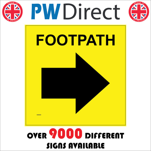 WM009 Footpath Right Arrow Direction Waymarker Yellow Black Route