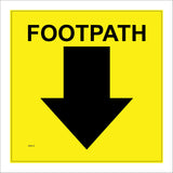 WM010 Footpath Down Arrow Yellow Black Direction Waymarker Route
