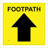 WM012 Footpath Up Arrow Waymarker Route Direction Yellow Black