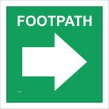 WM013 Footpath Right Arrow Green White Waymarker Direction Route