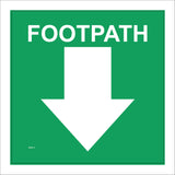 WM014 Footpath Down Arrow Green White Direction Route Waymarker