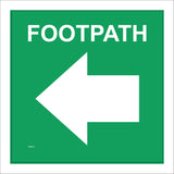 WM015 Footpath Left Arrow Green White Waymarker Direction Route