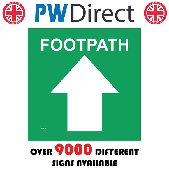 WM016 Footpath Up Arrow Waymarker Green White Direction Route
