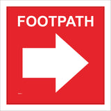 WM017 Footpath Right Arrow Red White Waymarker Route Direction