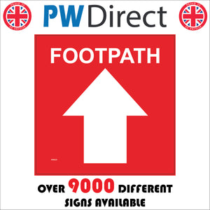 WM020 Footpath Up Arrow Waymarker Direction Route Red White
