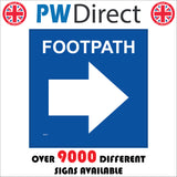 WM021 Footpath Right Arrow Waymarker Route Direction Blue White