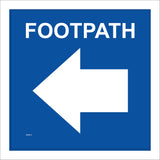 WM023 Footpath Left Arrow Route Direction Blue White Waymarker