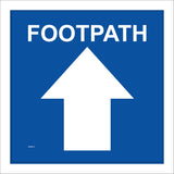 WM024 Footpath Arrow Up Waymarker Route Direction Blue White