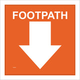 WM026 Footpath Down Arrow Track Route Waymarker Orange White