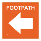 WM027 Footpath Left Arrow Orange White Waymarker Route Track