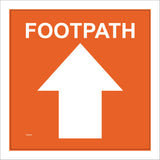 WM028 Footpath Up Arrow Waymarker Route Orange White Track