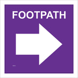 WM029 Footpath Right Arrow Waymarker Track Route Purple White