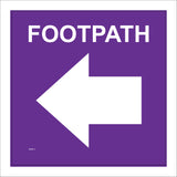 WM031 Footpath Left Arrow Purple White Waymarker Route Track