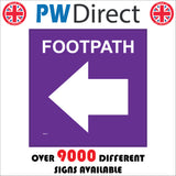 WM031 Footpath Left Arrow Purple White Waymarker Route Track