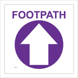 WM033 Footpath Up Arrow Circle Waymarker Purple White Circuit