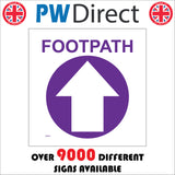 WM033 Footpath Up Arrow Circle Waymarker Purple White Circuit