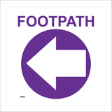 WM034 Footpath Left Arrow Circle Waymarker Purple White Route