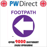 WM034 Footpath Left Arrow Circle Waymarker Purple White Route