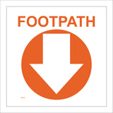 WM040 Footpath Down Arrow Circle Circuit Waymarker Orange White