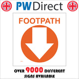 WM040 Footpath Down Arrow Circle Circuit Waymarker Orange White