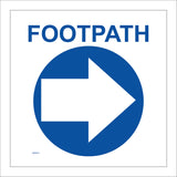 WM042 Footpath Right Arrow Circle Waymarker Blue White Circuit