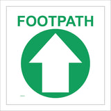 WM048 Footpath Up Arrow Circle Circuit Waymarker Green White