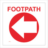 WM050 Footpath Left Arrow Circle Circuit Waymarker Red White Track