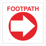 WM052 Footpath Right Arrow Waymarker Walk Circle Track Red White